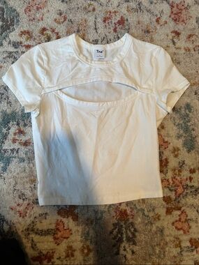 TNA White Front Cutout Crop Top